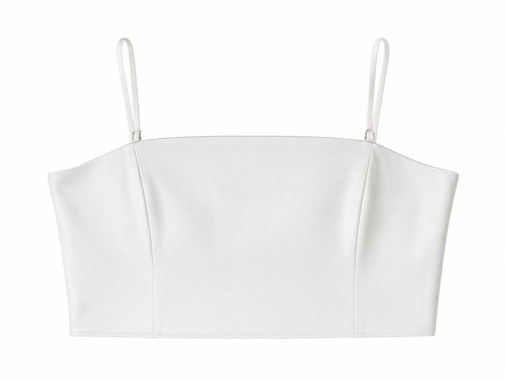 Tahari ASL Women's Ivory Satin Cropped Camisole Top Size 12